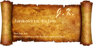 Jankovits Kolos névjegykártya